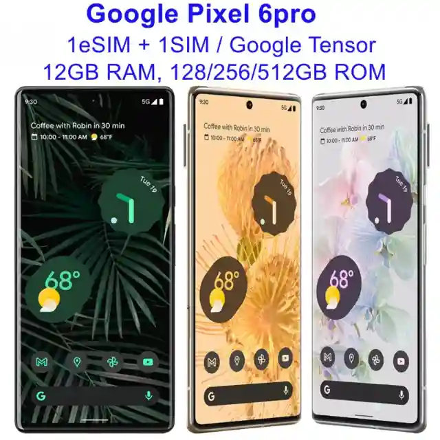 Google Pixel 6 Pro (5G) – 6.7" AMOLED, 12GB RAM, 128/256/512GB ROM, Tensor, NFC, Unlocked Android Smartphone