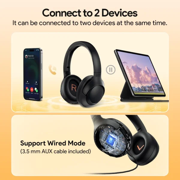 QCY H3 ANC Wireless Headphones Bluetooth 5.4 Hi-Res Audio Over Ear Headset 43dB Hybrid Active Noise Cancellation Earphones 60H - Image 5